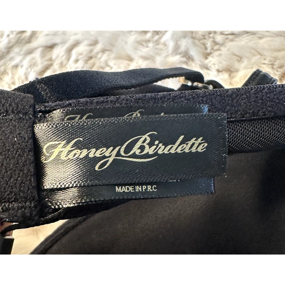 Honey Birdette CLAIRE🖤 Black & Gold Faux Leather Bra 34DD - Picture 4 of 5